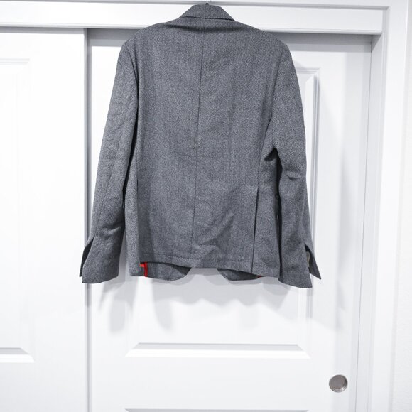 ARI Men's Medium Italian Gray and Blue Print Two Button Front Blazer - Picture 7 of 10